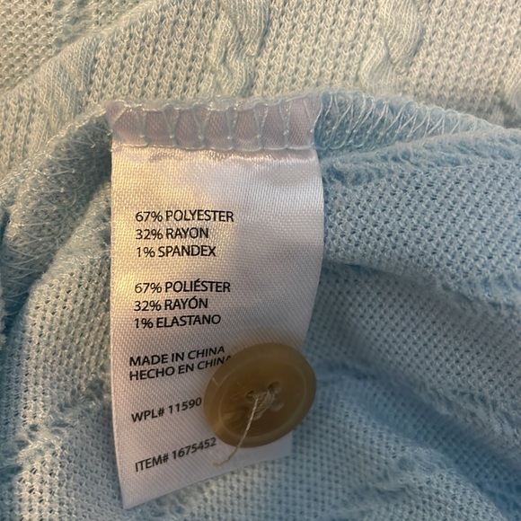 Gorgeous Sky Blue Flutter Short Sleeve Front Buttoned Top by Weatherproof. - Picture 8 of 8